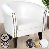 Chesterfield fauteuil met spijkerkoppen, zetel, Wit